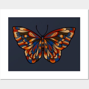 Brown and Blue Butterfly Art Posters and Art